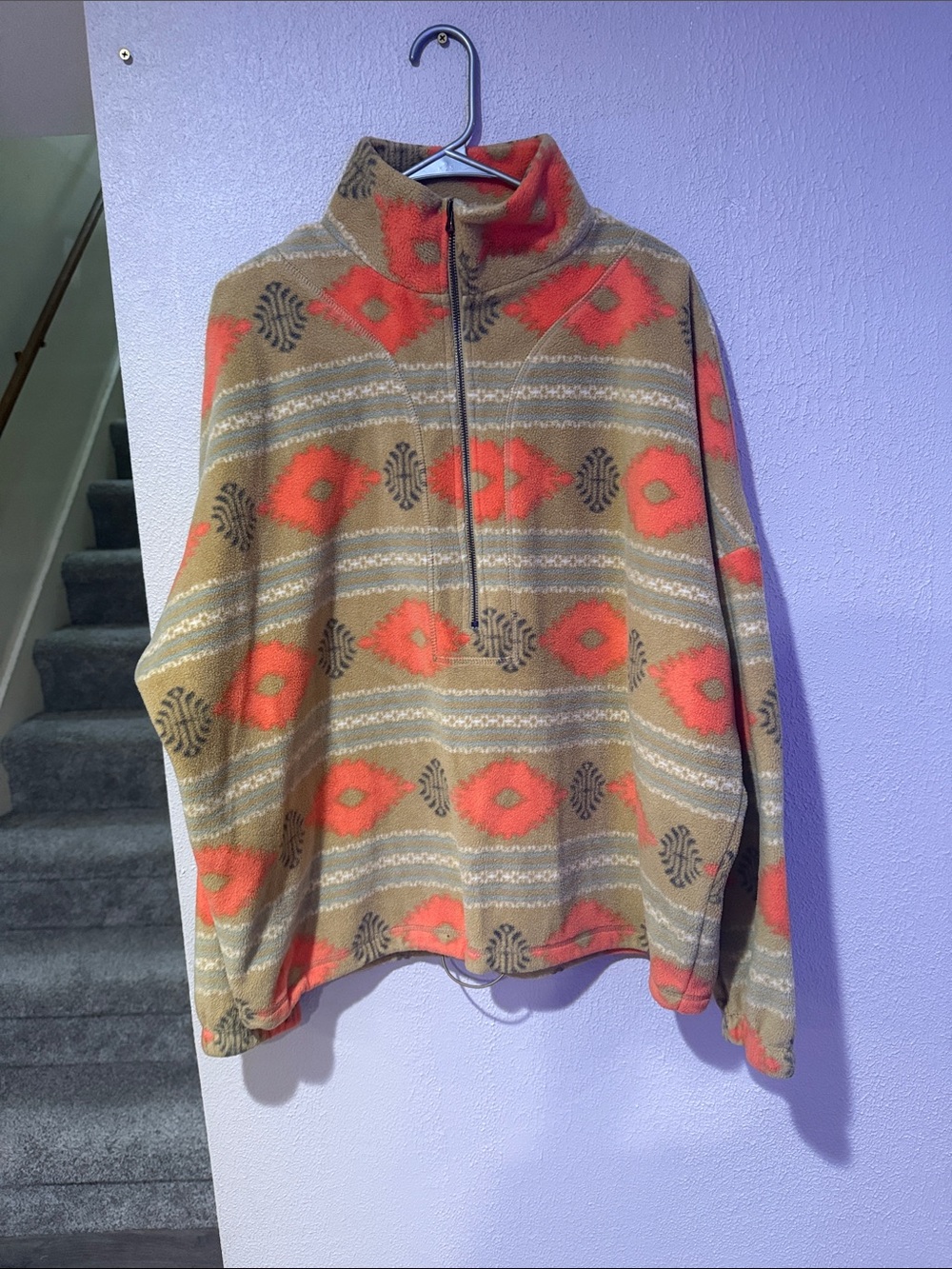 BKE Women's Half-Zip Fleece Pullover - Olive & Orange